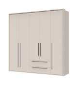 Armoire offrant un espace de rangement suffisant, modèle Neiafu 45, couleur : cachemire, deux tiroirs, dimensions : 226 x 232 x 60 cm, trois tringles à vêtements, système de fermeture en douceur, pieds réglables