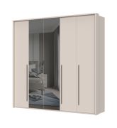 Armoire penderie Neiafu 42 | 2 portes miroir | 3 tringles | Kaschmir | 224 x 227 x 56 cm | Pieds réglables