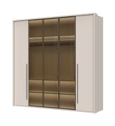 Armoire 3 portes vitrées Neiafu 43 | Finition cachemire | Éclairage intérieur | 224 x 227 x 56 cm | Soft-Close