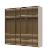 Armoire penderie cinq portes vitrées Neiafu 72 | LED intégrées | Soft-Close | 224 x 227 x 56 cm | Finition cachemire