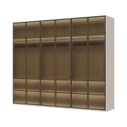 Armoire 6 portes vitrées avec éclairage intérieur | Neiafu 21 | Cachemire | 224 x 272 x 56 cm | Soft-Close