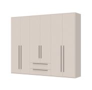 Armoire large 6 portes Neiafu 22 | Coloris cachemire | 224 x 272 x 56 cm | Pieds réglables | 2 tiroirs