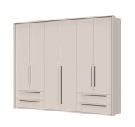 Armoire penderie large Neiafu 52 | 6 portes, 4 tiroirs, coloris cachemire | 226 x 277 x 60 cm