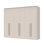 Armoire à six portes offrant un grand espace de rangement Neiafu 46, Couleur : Cachemire, Système de fermeture Soft-Close, trois tringles à vêtements, dimensions : 226 x 277 x 60 cm, pieds réglables