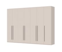 Armoire à sept portes offrant un espace de rangement suffisant, modèle Neiafu 25, pieds réglables, Système de fermeture Soft-Close, quatre tringles à vêtements, dimensions : 224 x 317 x 56 cm