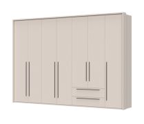 Armoire penderie 7 portes Neiafu 54 | Coloris cachemire | 2 tiroirs | Soft-Close | 226 x 322 x 60 cm | 4 tringles
