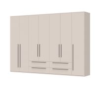 Armoire penderie grande capacité Neiafu 27 | 7 portes, 4 tiroirs | Coloris cachemire | 224 x 317 x 56 cm
