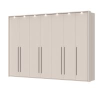 Armoire penderie à portes battantes avec cadre LED Neiafu 81 | Kaschmir | Soft-Close | 226 x 322 x 60 cm | 4 tringles | 12 étagères
