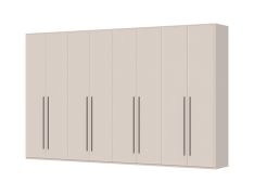 Armoire à huit portes Neiafu 28, système de fermeture en douceur, pieds réglables, quatre tringles à vêtements, dimensions : 224 x 362 x 56 cm, 12 étagères