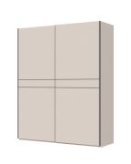 Armoire à portes coulissantes Neiafu 88 à deux portes, 2 tringles à vêtements, 6 étagères, Système de fermeture Soft-Close, Dimensions : 224 x 182 x 61 cm, Finition haut de gamme