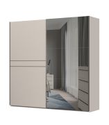 Armoire à portes coulissantes offrant un espace de rangement suffisant, modèle Neiafu 91, Couleur : Cachemire, Système de fermeture Soft-Close, 1 porte miroir, 4 tringles à vêtements, 12 compartiments