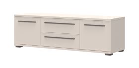 Meuble TV design Neiafu 115 | 2 portes, 2 tiroirs, Soft-Close, couleur cachemire | 46 x 150 x 46 cm