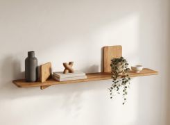 Étagère murale / Couleur : chêne naturel / Bois massif / Chêne huilé / 140 x 25 x 32 cm / Élégante / Étagère / Étagère murale / Fonctionnelle