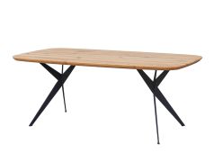 Table à manger Guiers 01 en chêne massif | Pieds métal noir | Plateau huilé 78 x 200 x 100 cm | Épaisseur 4 cm