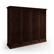Armoire / Pin finlandais massif / Poignées : Argent vieilli / Couleur : Tabacco / Armoire à portes battantes / Style classique / Dimensions : 212,5 x 248 x 63 cm / Quatre portes