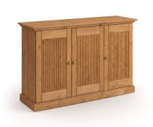 Buffet / Commode / Pin finlandais massif / Couleur : chêne / Trois portes / Poignées : Argent vieilli / Dimensions : 91 x 142 x 45 cm / Adapté à un usage quotidien et robuste