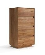 Commode / Bois massif / Chêne huilé / Système « push-to-open » / 4 tiroirs / Système de fermeture Soft-Close / 54 x 40 x 100 cm / Élégante et moderne