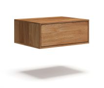 Table de chevet suspendue / Bois massif / Chêne huilé / Système « push-to-open » / 1 tiroir / 50 x 39 x 19 cm / Système de fermeture Soft-Close