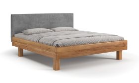 Lit simple / Lit d'appoint / Bois massif / Chêne huilé / Dossier confortable / 200 x 200 cm / Style minimaliste / Matériaux naturels de grande qualité