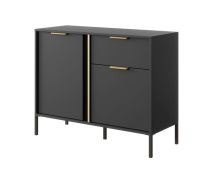 Commode étroite 2 portes Raoued 04 | Anthracite moderne | 81 x 103 x 39,5 cm | Rangement compact