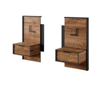 Lot de 2 tables de nuit design Jendouba 03 | Châtaignier & Anthracite | Soft-Close | LED intégrée | 102 x 48 x 39,5 cm