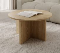 Table basse / Couleur : Chêne huilé / Rond / 90 x 90 x 49 cm / Protection des bords ABS / Table basse / Finition de haute qualité / Pour le salon