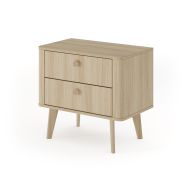 Table de nuit 2 tiroirs Bouzid 05 | Chêne barista | Pieds bois | 57 x 63 x 38 cm | Chambre