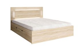 Lit double avec tiroir Almopia 05 | Chêne Sonoma | LED intégrée | 160 x 200 cm | Design moderne