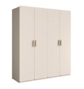 Armoire à portes battantes / Armoire avec quatre portes Ioannina 01, Couleur : Beige, deux tringles à vêtements, deux compartiments, dimensions : 210 x 179 x 60,5 cm, chants ABS