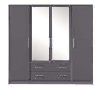 Armoire avec miroirs Hannut 36 | Anthracite | 190 x 200 x 56 cm | Rangement optimisé