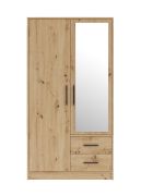 Armoire étroite avec miroir Hannut 23 | Chêne Artisan | 190 x 100 x 56 cm | Design moderne
