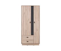 Armoire moderne Niel 01 | 2 tiroirs | Espace optimisé | Chêne / Anthracite | 195 x 90 x 60 cm