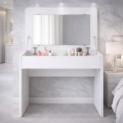 Coiffeuse Lunarisa 7 / Couleur : Nimfea Alba / Miroir rabattable / 80 x 50 x 72-120,5 cm / Résistante aux rayures et aux liquides
