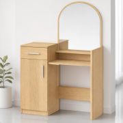 Coiffeuse Lunarisa 1 avec miroir / Couleur : Chêne de Sonoma / 1 tiroir / 3 compartiments / Grandes surfaces de rangement / Idéale pour les petites pièces