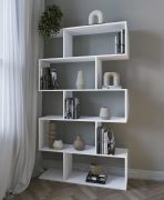 Étagère Kareo 2 / Couleur : Blanc / système d'étagères ouvertes / 106,2 x 32 x 185 cm / salon / design asymétrique / porte-manteau