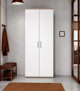 Armoire à chaussures Tolto / Couleur : Chêne de Sonoma / Blanc / 2 portes / Très pratique / Grand espace de rangement / 5 compartiments / 69 x 35 x 176 cm / Armoire vestiaire