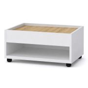 Table basse Polan 2 / Couleur : Nimfea alba / Chêne de Sonoma / Robuste et facile d'entretien / 60 x 42 x 20 cm / Grande surface de rangement supplémentaire / Table de salon