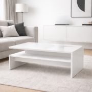 Table basse Polien 5 / Couleur : Blanc brillant / Grand plateau / Forme géométrique / Facile d'entretien et robuste / Table de salon / 90 x 60 x 41,4 cm / Table de salon