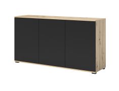 Buffet d'entrée moderne Zapopan 10 | 3 portes | 88 x 150 x 40 cm | Chêne Artisan & Noir | 6 compartiments