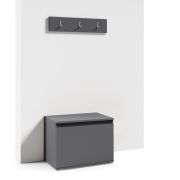 Meuble à chaussures compact Zapopan 71 | 1 porte abattante | 2 compartiments | 3 patères | Graphite | 49,5 x 50 x 40 cm