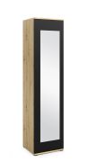 Armoire compacte avec miroir | 1 compartiment | Tringle coulissante | Push-to-open | Chêne Artisan / Noir | 185 x 45 x 40 cm