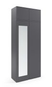 Armoire penderie Zapopan 30 | 2 portes basculantes | Graphite | 225 x 90 x 40 cm | 4 compartiments | 2 tringles coulissantes