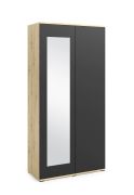 Armoire deux portes avec miroir Zapopan 21 | Chêne Artisan / Noir | 185 x 90 x 40 cm | Rangement moderne