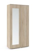Armoire à porte battante design épuré | 2 compartiments Zapopan 24 | Chêne Sonoma | 185 x 90 x 40 cm | 2 tringles extensibles