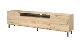 Meuble TV suspendu Zapopan 111 | Push-to-open | Espace 42 x 180 x 40 cm | Finition Chêne Artisan