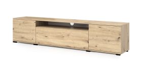 Meuble TV contemporain Zapopan 110 | Chêne Artisan | 42 x 180 x 40 cm | Push-to-open | Passe-câbles | Grande stabilité
