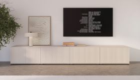 Meuble bas TV / Cachemire / 8 portes battantes / 8 compartiments / 280 x 40 x 42 cm / Fonction push-to-open / Design à lamelles / Pour le salon / Meuble TV