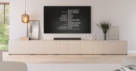 Meuble bas TV / Cachemire / 10 portes battantes / 10 compartiments / 350 x 40 x 42 cm / Design à lamelles / Pour le salon / Meuble TV / Fonction Push-to-open