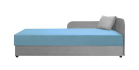 Lit de jour / lit d’appoint Lobatos 102 | Rangement spacieux | 80 x 195 cm | Gris / Bleu | Finition soignée