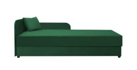Lit d’appoint / Banquette Lobatos 109 | Inklusif coussin | Vert foncé | Tête de lit à gauche | 80 x 195 cm | Grand espace de rangement